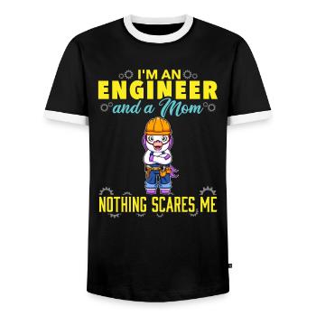 I'm An Engineer And A Mom Nothing Scares Me - Men's Ringer Shirt - black/white - Front - AI Model Female 172 light (172cm) & AI Model Male 178 light (178cm)