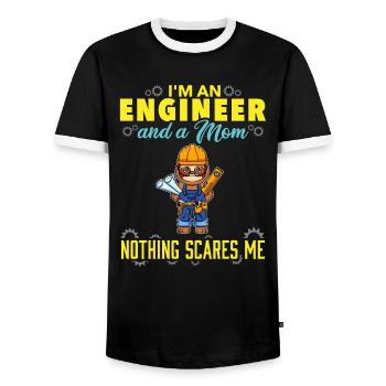 I'm An Engineer And A Mom Nothing Scares Me - Men's Ringer Shirt - black/white - Front - AI Model Female 172 light (172cm) & AI Model Male 178 light (178cm)