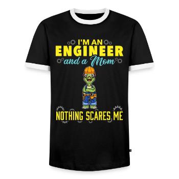 I'm An Engineer And A Mom Nothing Scares Me - Men's Ringer Shirt - black/white - Front - AI Model Female 172 light (172cm) & AI Model Male 178 light (178cm)