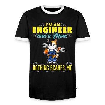 I'm An Engineer And A Mom Nothing Scares Me - Men's Ringer Shirt - black/white - Front - AI Model Female 172 light (172cm) & AI Model Male 178 light (178cm)
