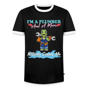 I'm A Plumber And A Mom Nothing Scares Me - Männer Kontrast-T-Shirt - Schwarz/Weiß - Vorne - AI Model Female 172 light (172cm) & AI Model Male 178 light (178cm)
