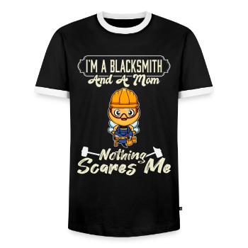 Je suis un forgeron et une maman rien ne me fait peur - T-shirt contrasté Homme - noir/blanc - Devant - AI Model Female 172 light (172cm) & AI Model Male 178 light (178cm)