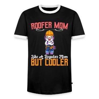 Maman couvreuse comme une maman régulière mais plus cool - T-shirt contrasté Homme - noir/blanc - Devant - AI Model Female 172 light (172cm) & AI Model Male 178 light (178cm)
