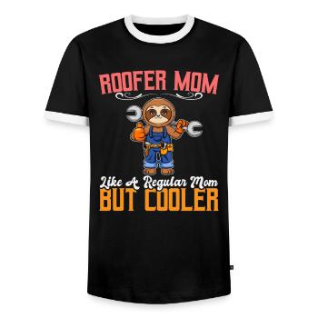 Maman couvreuse comme une maman régulière mais plus cool - T-shirt contrasté Homme - noir/blanc - Devant - AI Model Female 172 light (172cm) & AI Model Male 178 light (178cm)