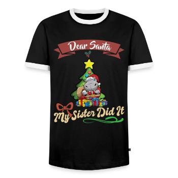 Cher Père Noël Ma sœur l’a fait frères et sœurs Noël - T-shirt contrasté Homme - noir/blanc - Devant - AI Model Female 172 light (172cm) & AI Model Male 178 light (178cm)