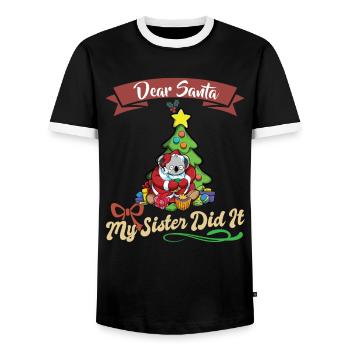 Cher Père Noël Ma sœur l’a fait frères et sœurs Noël - T-shirt contrasté Homme - noir/blanc - Devant - AI Model Female 172 light (172cm) & AI Model Male 178 light (178cm)