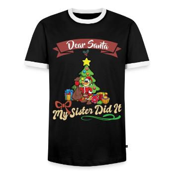 Cher Père Noël Ma sœur l’a fait frères et sœurs Noël - T-shirt contrasté Homme - noir/blanc - Devant - AI Model Female 172 light (172cm) & AI Model Male 178 light (178cm)