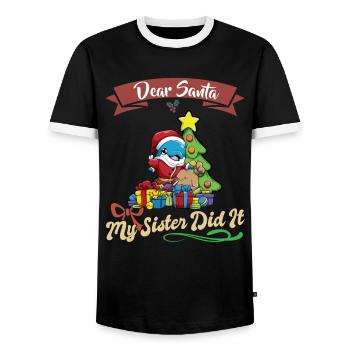 Cher Père Noël Ma sœur l’a fait frères et sœurs Noël - T-shirt contrasté Homme - noir/blanc - Devant - AI Model Female 172 light (172cm) & AI Model Male 178 light (178cm)