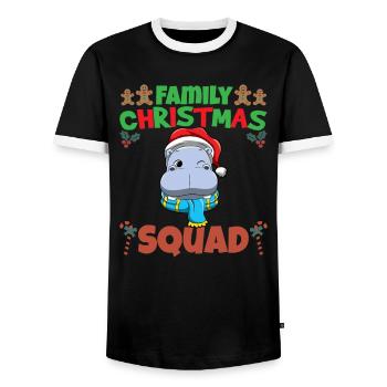 Escouade de Noël familiale Vacances X-Mas - T-shirt contrasté Homme - noir/blanc - Devant - AI Model Female 172 light (172cm) & AI Model Male 178 light (178cm)
