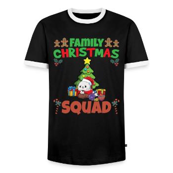 Escouade de Noël familiale Vacances X-Mas - T-shirt contrasté Homme - noir/blanc - Devant - AI Model Female 172 light (172cm) & AI Model Male 178 light (178cm)