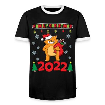 Family Christmas 2022 Funny Matching Xmas Lover - Men's Ringer Shirt - black/white - Front - AI Model Female 172 light (172cm) & AI Model Male 178 light (178cm)