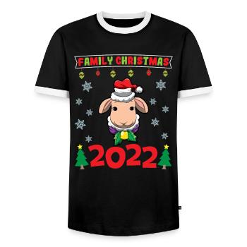 Noël en famille 2022 Drôle d’amoureux de Noël assorti - T-shirt contrasté Homme - noir/blanc - Devant - AI Model Female 172 light (172cm) & AI Model Male 178 light (178cm)