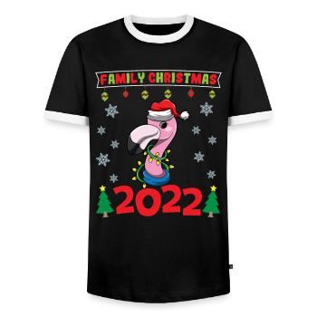 Noël en famille 2022 Drôle d’amoureux de Noël assorti - T-shirt contrasté Homme - noir/blanc - Devant - AI Model Female 172 light (172cm) & AI Model Male 178 light (178cm)