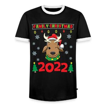 Family Christmas 2022 Funny Matching Xmas Lover - Men's Ringer Shirt - black/white - Front - AI Model Female 172 light (172cm) & AI Model Male 178 light (178cm)