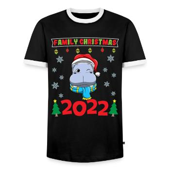 Noël en famille 2022 Drôle d’amoureux de Noël assorti - T-shirt contrasté Homme - noir/blanc - Devant - AI Model Female 172 light (172cm) & AI Model Male 178 light (178cm)