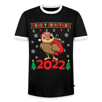 Family Christmas 2022 Funny Matching Xmas Lover - Men's Ringer Shirt - black/white - Front - AI Model Female 172 light (172cm) & AI Model Male 178 light (178cm)