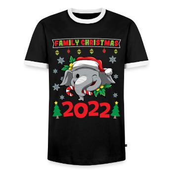 Noël en famille 2022 Drôle d’amoureux de Noël assorti - T-shirt contrasté Homme - noir/blanc - Devant - AI Model Female 172 light (172cm) & AI Model Male 178 light (178cm)