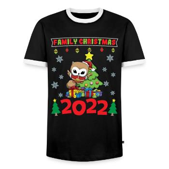 Noël en famille 2022 Drôle d’amoureux de Noël assorti - T-shirt contrasté Homme - noir/blanc - Devant - AI Model Female 172 light (172cm) & AI Model Male 178 light (178cm)