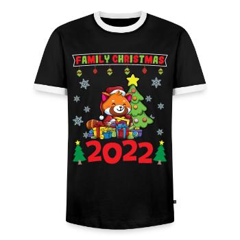 Noël en famille 2022 Drôle d’amoureux de Noël assorti - T-shirt contrasté Homme - noir/blanc - Devant - AI Model Female 172 light (172cm) & AI Model Male 178 light (178cm)