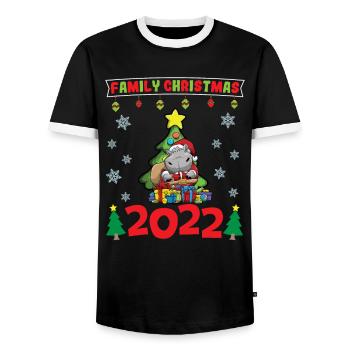 Noël en famille 2022 Drôle d’amoureux de Noël assorti - T-shirt contrasté Homme - noir/blanc - Devant - AI Model Female 172 light (172cm) & AI Model Male 178 light (178cm)