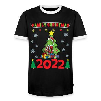 Noël en famille 2022 Drôle d’amoureux de Noël assorti - T-shirt contrasté Homme - noir/blanc - Devant - AI Model Female 172 light (172cm) & AI Model Male 178 light (178cm)