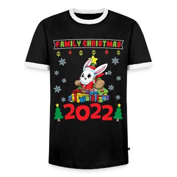 Noël en famille 2022 Drôle d’amoureux de Noël assorti - T-shirt contrasté Homme - noir/blanc - Devant - AI Model Female 172 light (172cm) & AI Model Male 178 light (178cm)