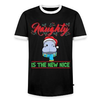 Coquin est le nouveau Noël de Noël Nice - T-shirt contrasté Homme - noir/blanc - Devant - AI Model Female 172 light (172cm) & AI Model Male 178 light (178cm)