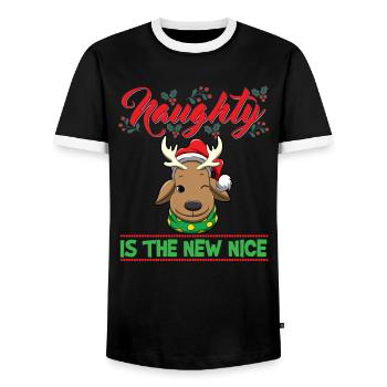 Coquin est le nouveau Noël de Noël Nice - T-shirt contrasté Homme - noir/blanc - Devant - AI Model Female 172 light (172cm) & AI Model Male 178 light (178cm)