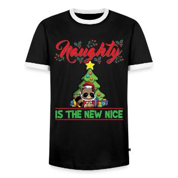 Coquin est le nouveau Noël de Noël Nice - T-shirt contrasté Homme - noir/blanc - Devant - AI Model Female 172 light (172cm) & AI Model Male 178 light (178cm)
