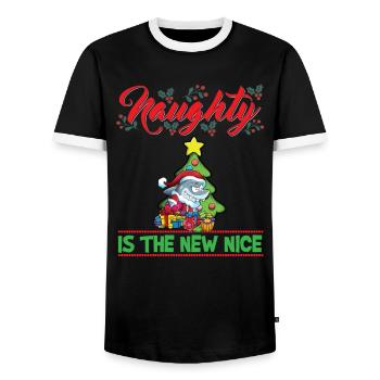 Coquin est le nouveau Noël de Noël Nice - T-shirt contrasté Homme - noir/blanc - Devant - AI Model Female 172 light (172cm) & AI Model Male 178 light (178cm)