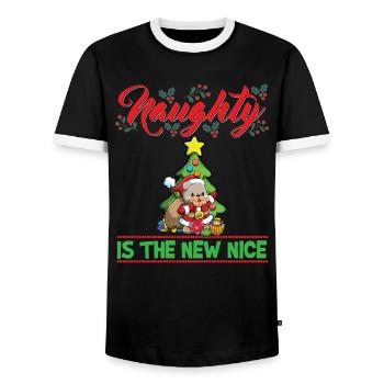 Coquin est le nouveau Noël de Noël Nice - T-shirt contrasté Homme - noir/blanc - Devant - AI Model Female 172 light (172cm) & AI Model Male 178 light (178cm)