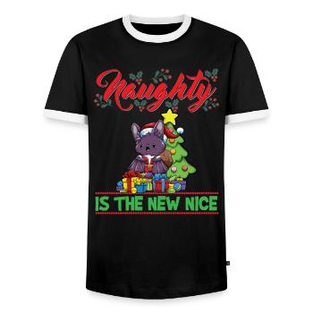 Coquin est le nouveau Noël de Noël Nice - T-shirt contrasté Homme - noir/blanc - Devant - AI Model Female 172 light (172cm) & AI Model Male 178 light (178cm)