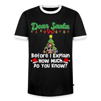 Cher Père Noël avant que j’explique combien savez-vous - T-shirt contrasté Homme - noir/blanc - Devant - AI Model Female 172 light (172cm) & AI Model Male 178 light (178cm)