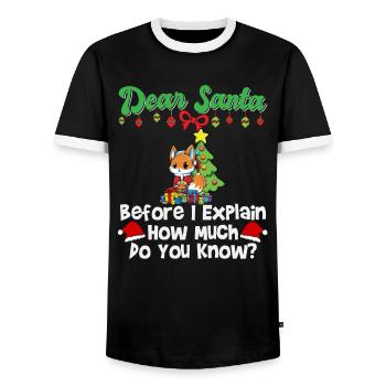 Cher Père Noël avant que j’explique combien savez-vous - T-shirt contrasté Homme - noir/blanc - Devant - AI Model Female 172 light (172cm) & AI Model Male 178 light (178cm)