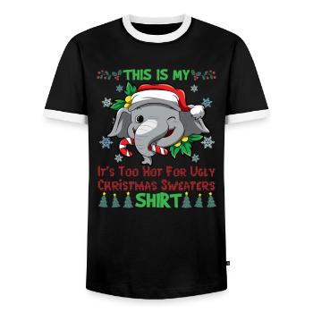 C’est mon pull de Noël C’est trop chaud pour un pull de Noël moche - T-shirt contrasté Homme - noir/blanc - Devant - AI Model Female 172 light (172cm) & AI Model Male 178 light (178cm)