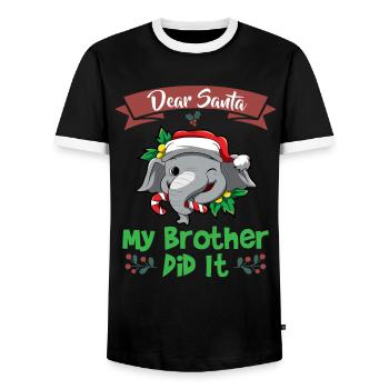 Cher Père Noël Mon frère l’a fait Frères et sœurs Noël - T-shirt contrasté Homme - noir/blanc - Devant - AI Model Female 172 light (172cm) & AI Model Male 178 light (178cm)