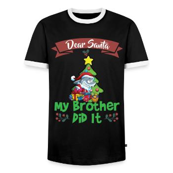 Cher Père Noël Mon frère l’a fait Frères et sœurs Noël - T-shirt contrasté Homme - noir/blanc - Devant - AI Model Female 172 light (172cm) & AI Model Male 178 light (178cm)