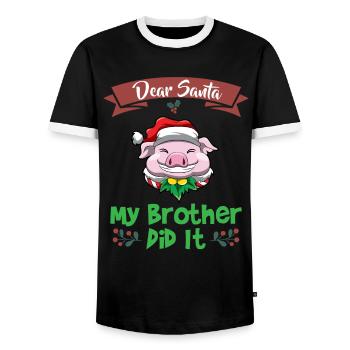 Cher Père Noël Mon frère l’a fait Frères et sœurs Noël - T-shirt contrasté Homme - noir/blanc - Devant - AI Model Female 172 light (172cm) & AI Model Male 178 light (178cm)