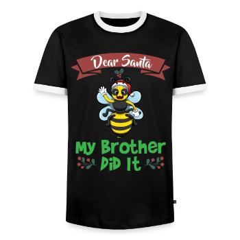 Cher Père Noël Mon frère l’a fait Frères et sœurs Noël - T-shirt contrasté Homme - noir/blanc - Devant - AI Model Female 172 light (172cm) & AI Model Male 178 light (178cm)