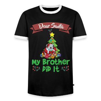 Cher Père Noël Mon frère l’a fait Frères et sœurs Noël - T-shirt contrasté Homme - noir/blanc - Devant - AI Model Female 172 light (172cm) & AI Model Male 178 light (178cm)