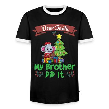 Cher Père Noël Mon frère l’a fait Frères et sœurs Noël - T-shirt contrasté Homme - noir/blanc - Devant - AI Model Female 172 light (172cm) & AI Model Male 178 light (178cm)