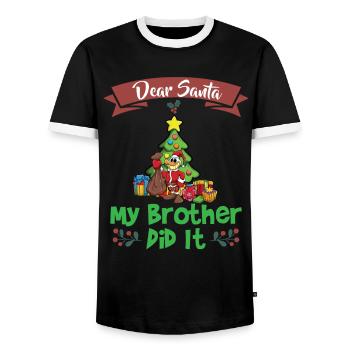 Cher Père Noël Mon frère l’a fait Frères et sœurs Noël - T-shirt contrasté Homme - noir/blanc - Devant - AI Model Female 172 light (172cm) & AI Model Male 178 light (178cm)