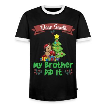 Cher Père Noël Mon frère l’a fait Frères et sœurs Noël - T-shirt contrasté Homme - noir/blanc - Devant - AI Model Female 172 light (172cm) & AI Model Male 178 light (178cm)