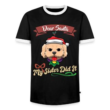Cher Père Noël Ma sœur l’a fait frères et sœurs Noël - T-shirt contrasté Homme - noir/blanc - Devant - AI Model Female 172 light (172cm) & AI Model Male 178 light (178cm)