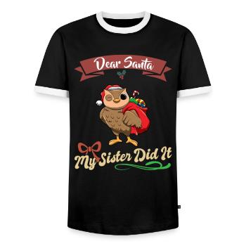 Cher Père Noël Ma sœur l’a fait frères et sœurs Noël - T-shirt contrasté Homme - noir/blanc - Devant - AI Model Female 172 light (172cm) & AI Model Male 178 light (178cm)