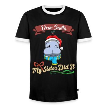 Cher Père Noël Ma sœur l’a fait frères et sœurs Noël - T-shirt contrasté Homme - noir/blanc - Devant - AI Model Female 172 light (172cm) & AI Model Male 178 light (178cm)