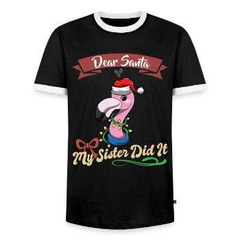 Cher Père Noël Ma sœur l’a fait frères et sœurs Noël - T-shirt contrasté Homme - noir/blanc - Devant - AI Model Female 172 light (172cm) & AI Model Male 178 light (178cm)