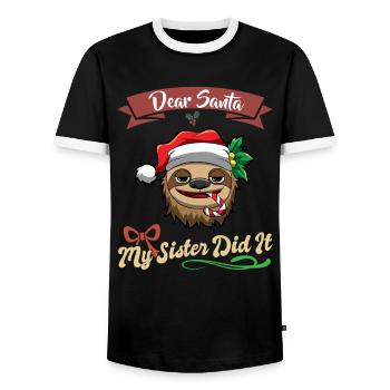 Cher Père Noël Ma sœur l’a fait frères et sœurs Noël - T-shirt contrasté Homme - noir/blanc - Devant - AI Model Female 172 light (172cm) & AI Model Male 178 light (178cm)