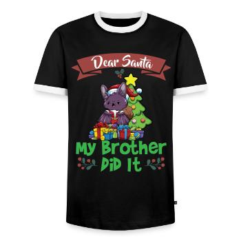 Cher Père Noël Mon frère l’a fait Frères et sœurs Noël - T-shirt contrasté Homme - noir/blanc - Devant - AI Model Female 172 light (172cm) & AI Model Male 178 light (178cm)