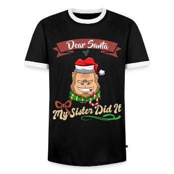 Cher Père Noël Ma sœur l’a fait frères et sœurs Noël - T-shirt contrasté Homme - noir/blanc - Devant - AI Model Female 172 light (172cm) & AI Model Male 178 light (178cm)